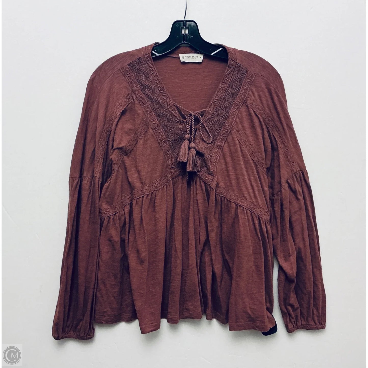 Top Long Sleeve By Lucky Brand In Maroon, Size: M