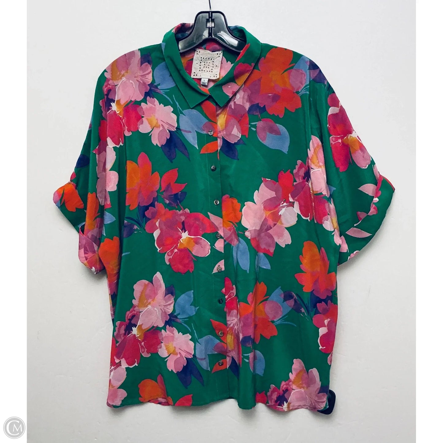 Top Short Sleeve By Johnny Was In Green, Size: L