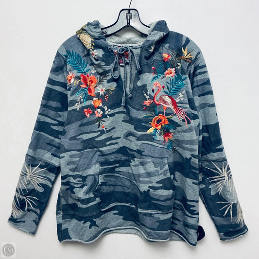 Sweatshirt Hoodie By Johnny Was In Grey, Size: L