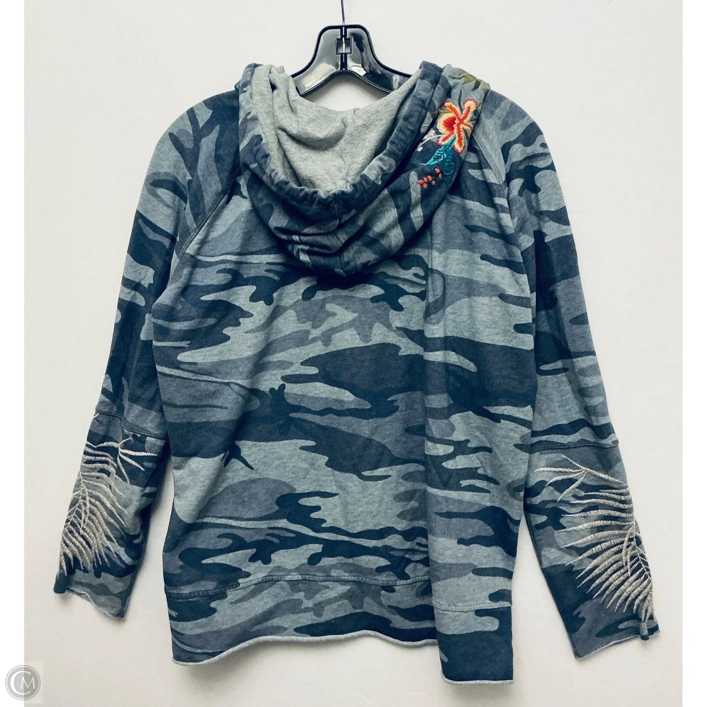 Sweatshirt Hoodie By Johnny Was In Grey, Size: L