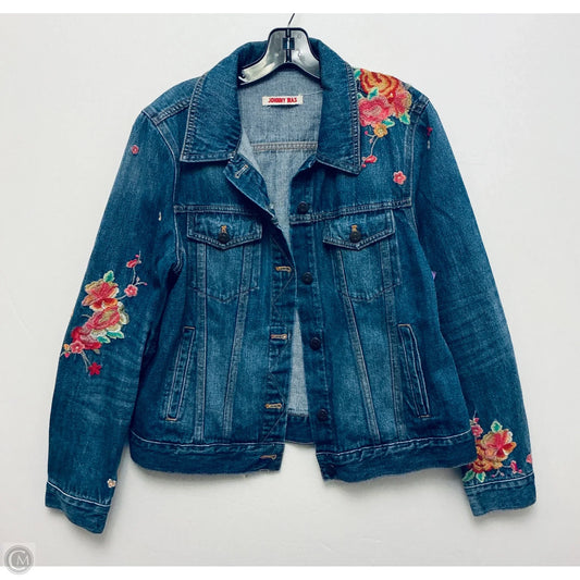 Jacket Denim By Johnny Was In Blue, Size: L