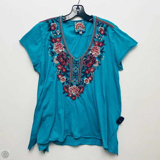 Top Short Sleeve By Johnny Was In Blue, Size: M