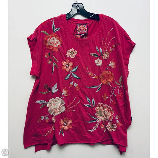 Top Short Sleeve By Johnny Was In Pink, Size: L