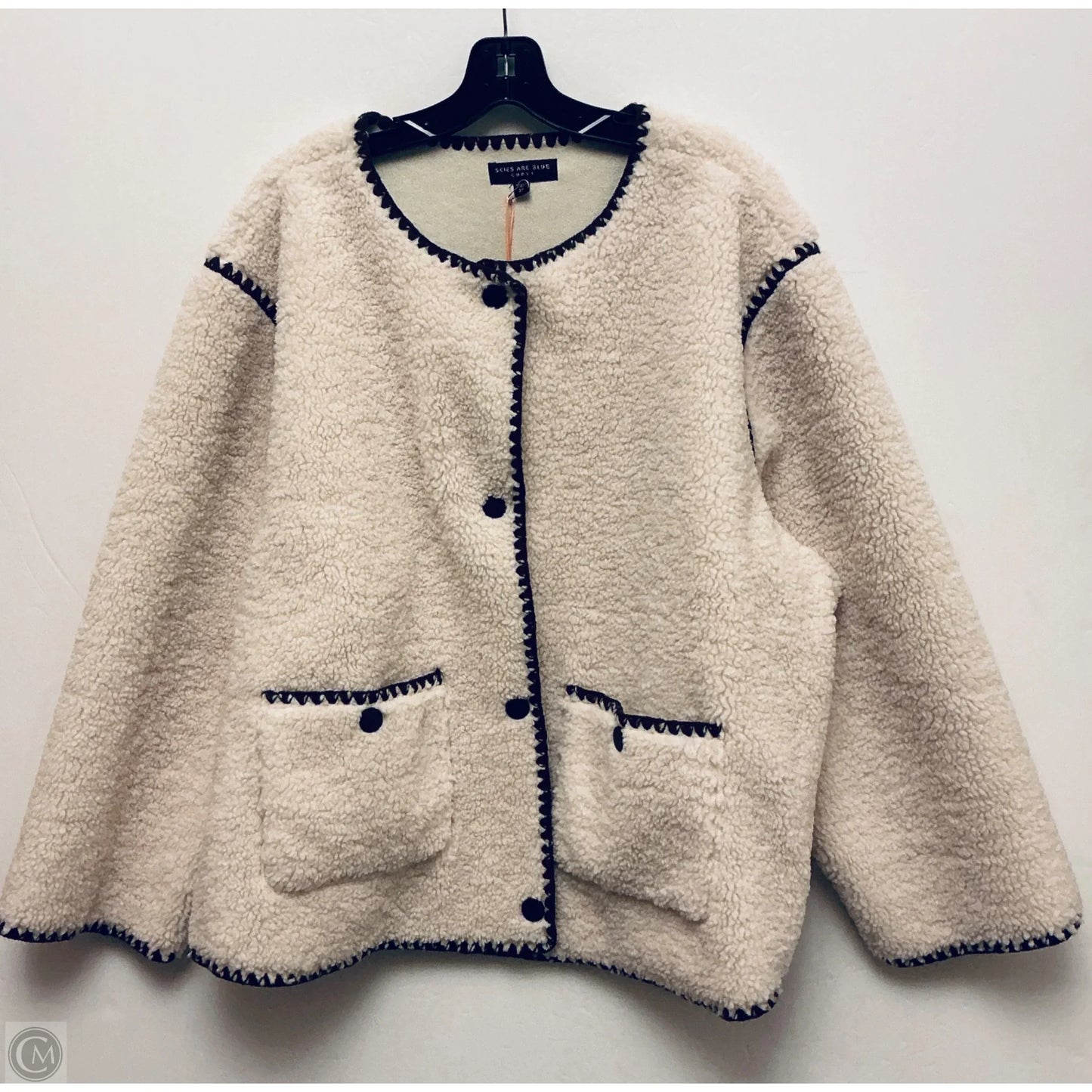Jacket Faux Fur & Sherpa By Skies Are Blue In Cream, Size: 3x