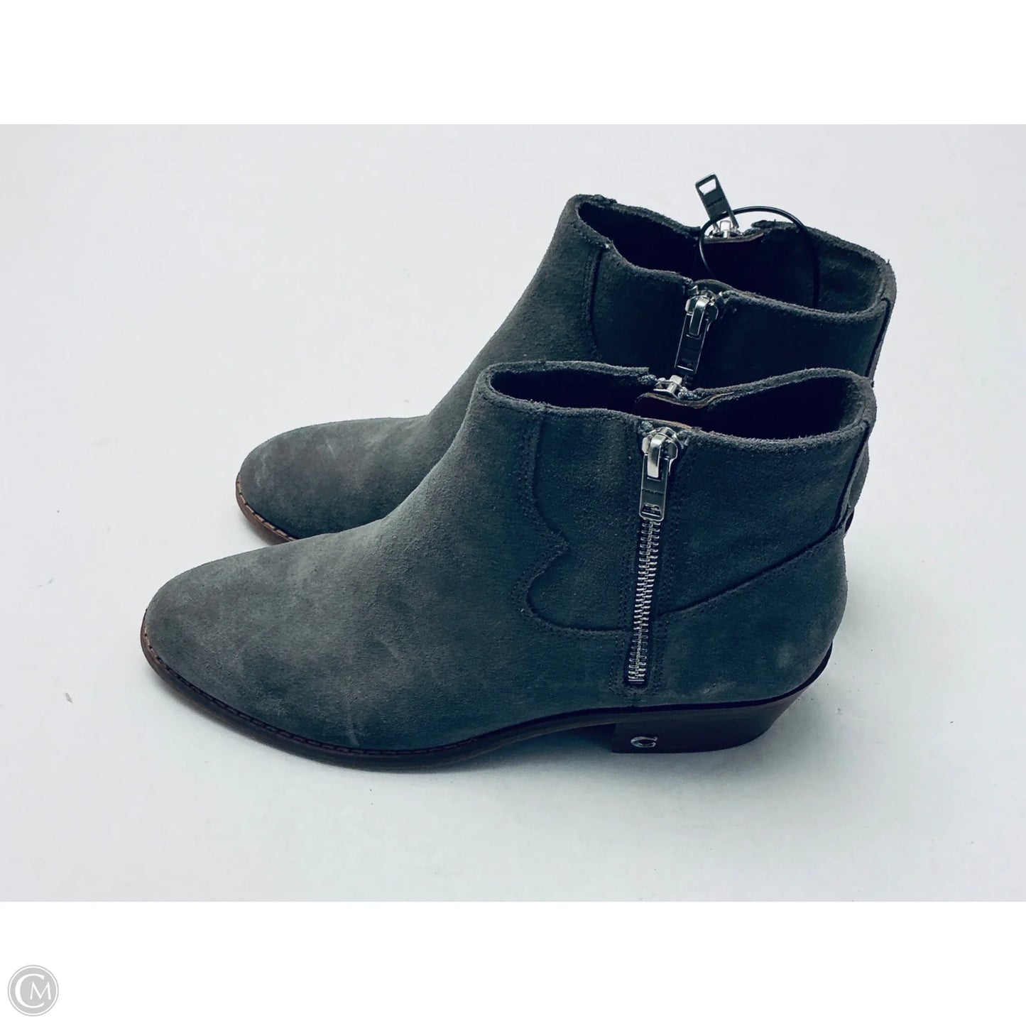 Boots Designer By Coach In Grey, Size: 7.5