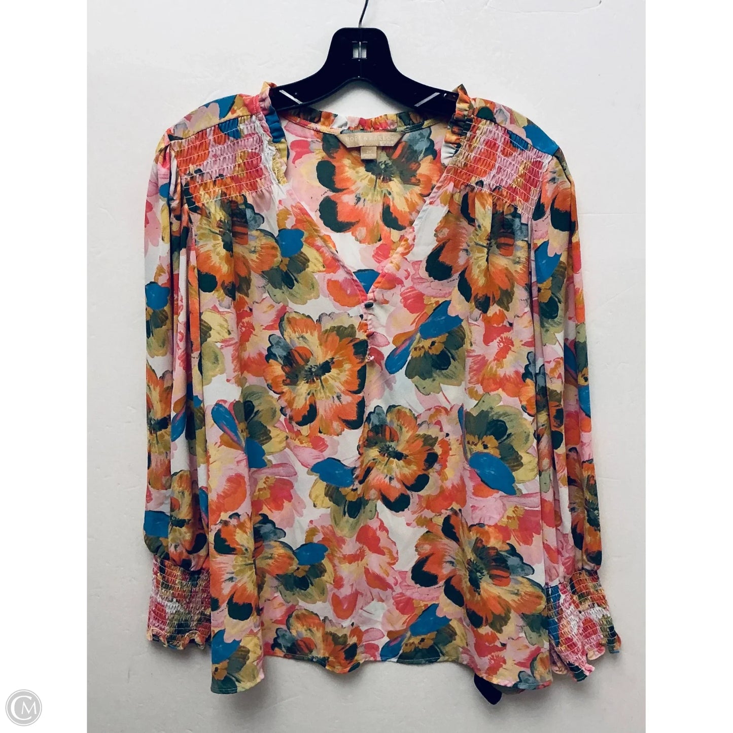 Top Long Sleeve By Hope & Harlow In Floral Print, Size: 2x