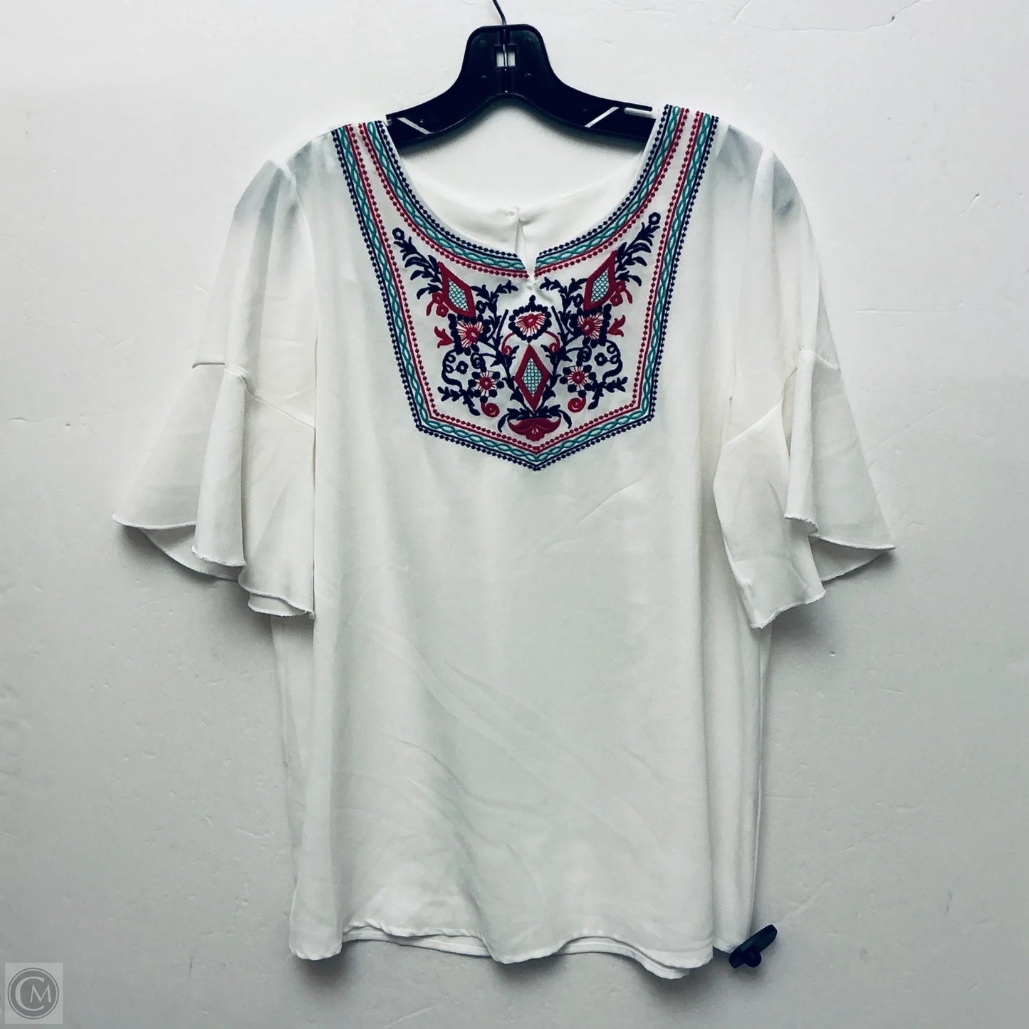 Top Short Sleeve By Clothes Mentor In White, Size: L
