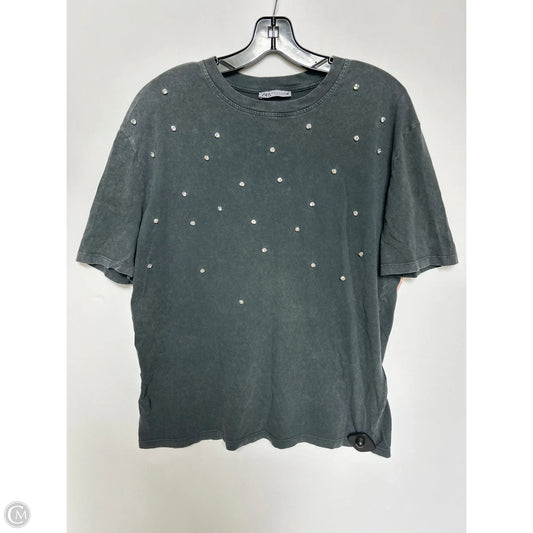 Top Short Sleeve Basic By Zara In Grey, Size: S