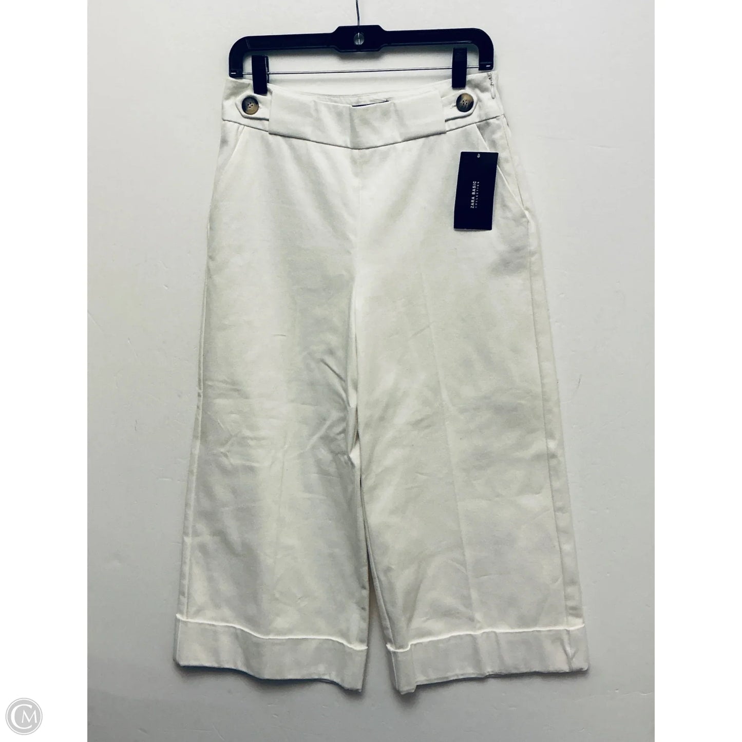 Pants Cropped By Zara In Cream, Size: M