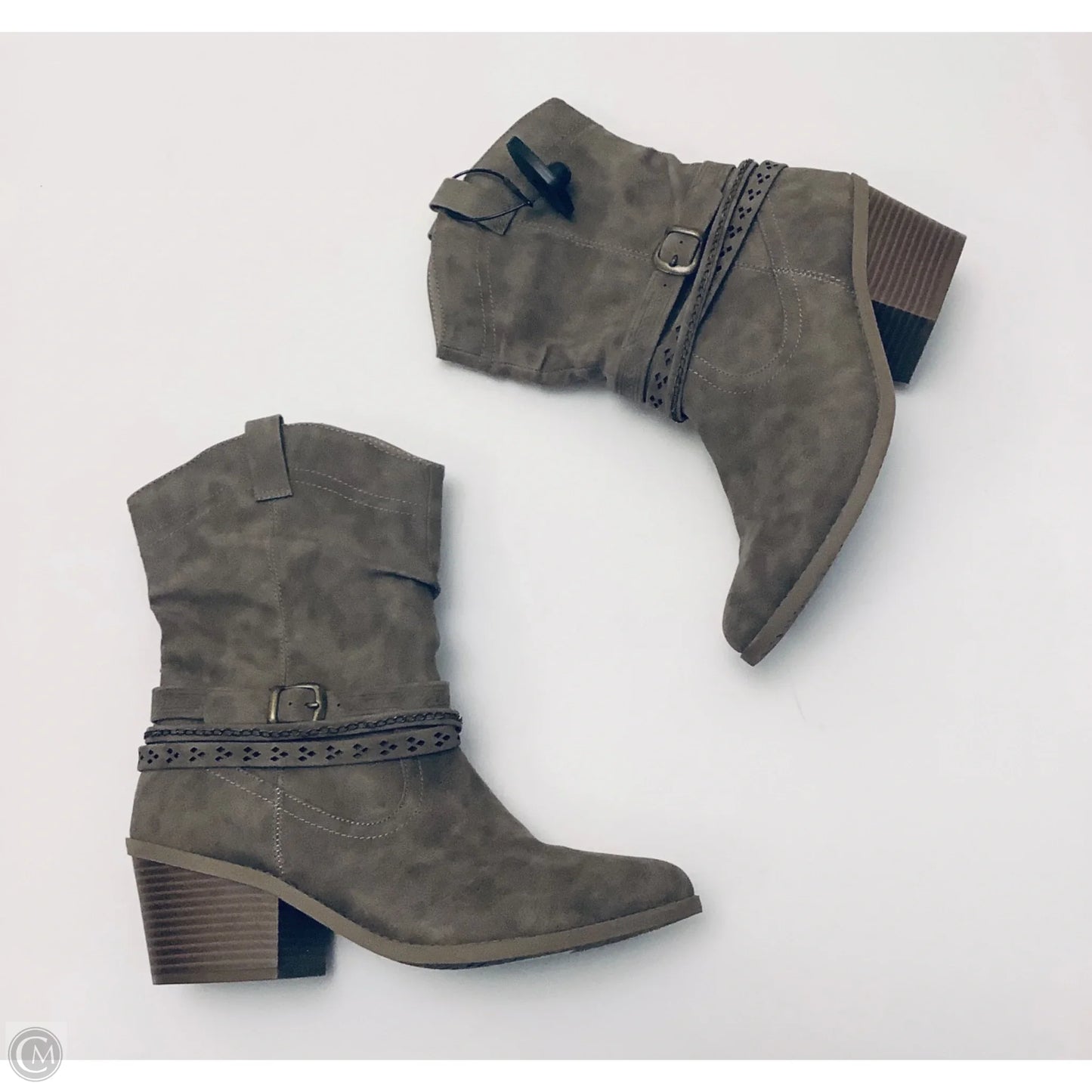 Boots Ankle Heels By Jelly Pop In Grey, Size: 9.5