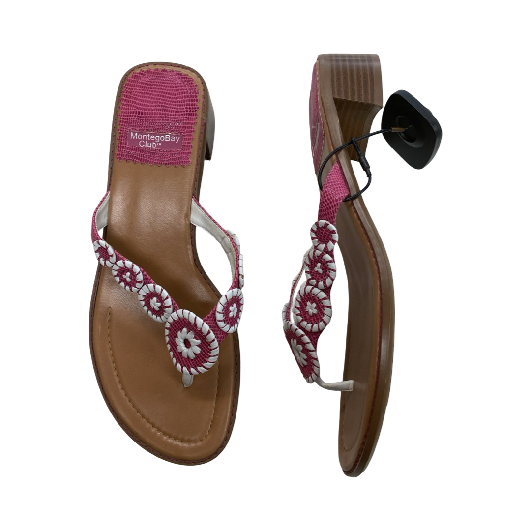 Sandals Heels Block By Montego Bay In Pink & White, Size:7.5