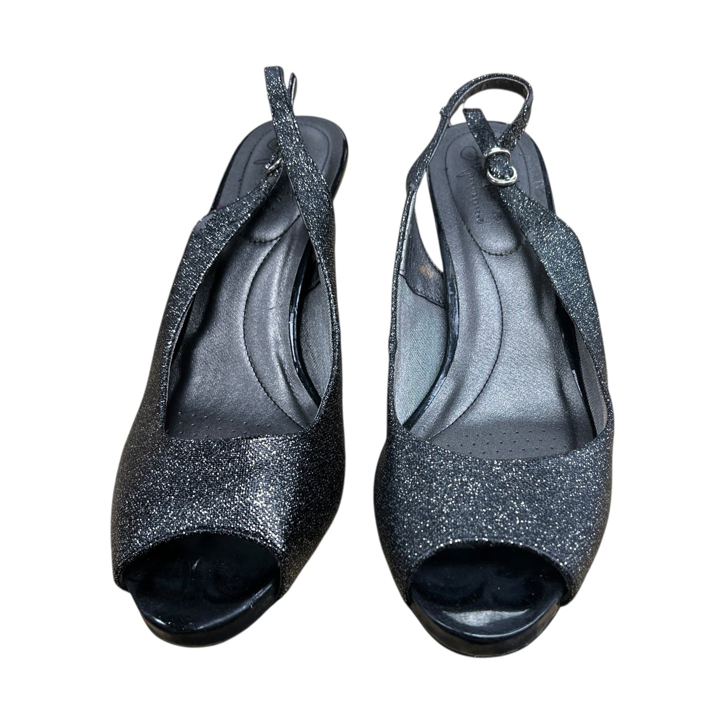 Sandals Heels Kitten By Life Stride In Silver, Size:10