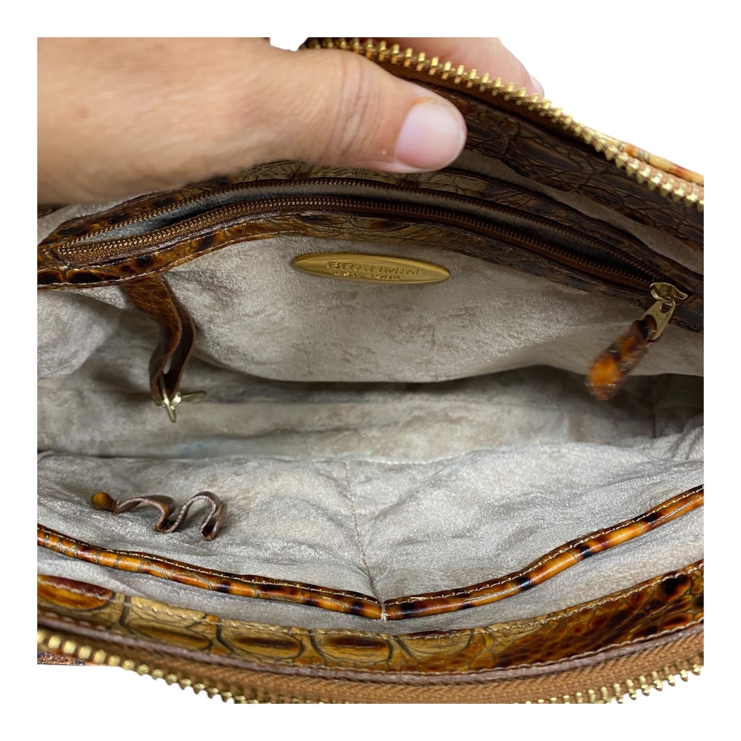 Crossbody Designer By Brahmin In Brown, Size:Medium as is