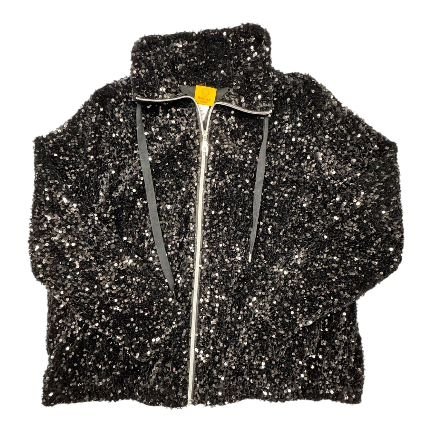 Jacket Sequin Faux Fur & Sherpa By Ruby Rd In Black, Size:1X