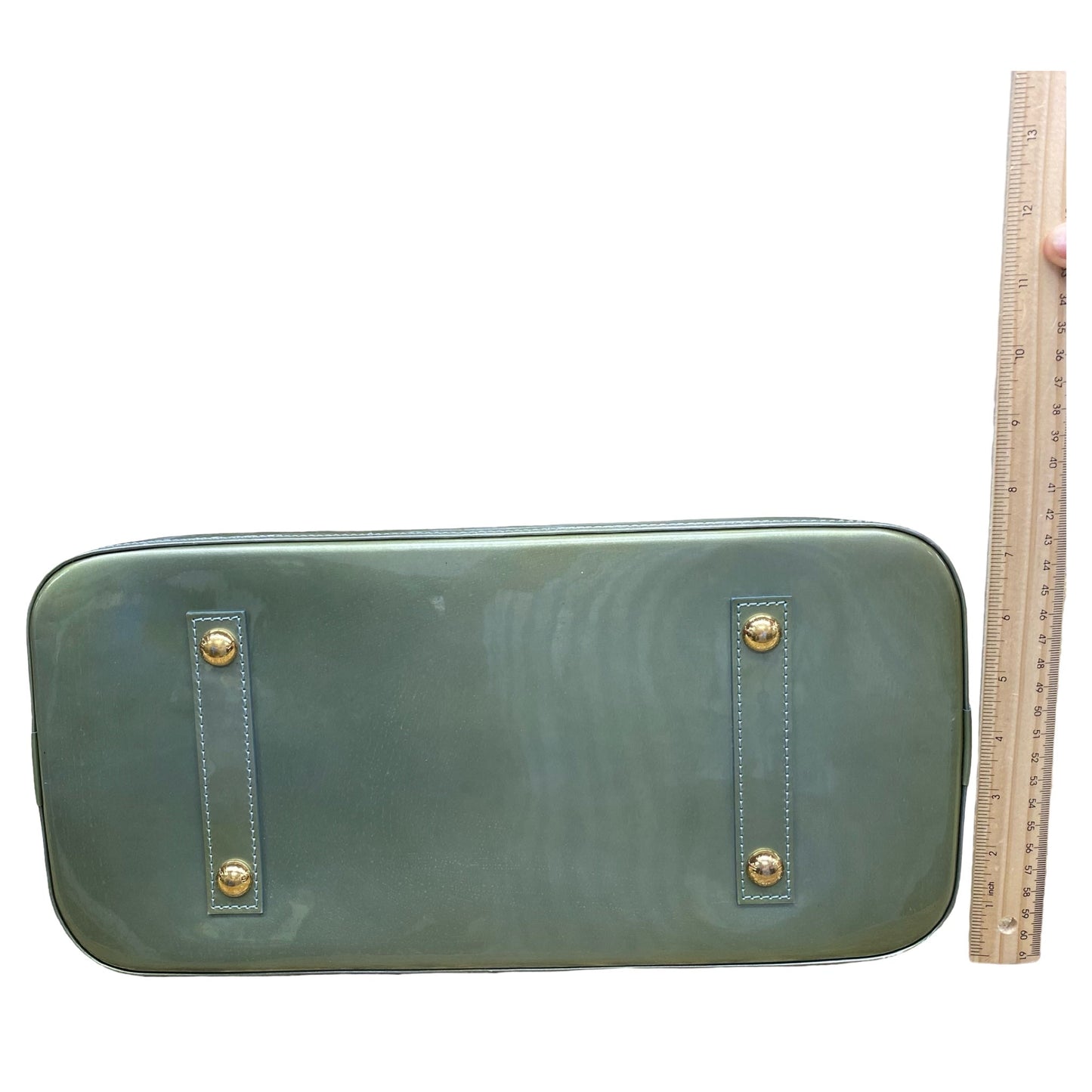 Handbag Luxury Designer By Louis Vuitton In Givre Green Monogram Vernis, Size:Large (GM)
