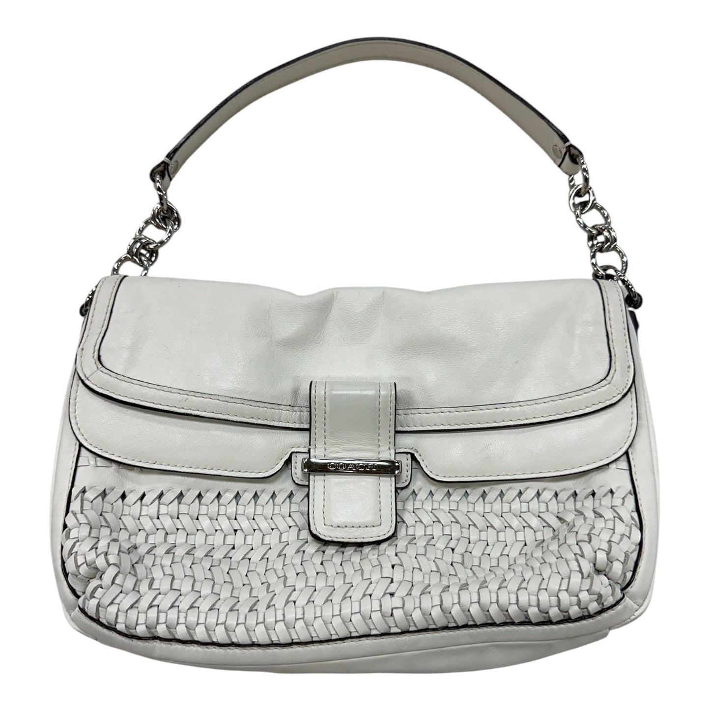 Handbag Designer By Coach In White, Size:Medium