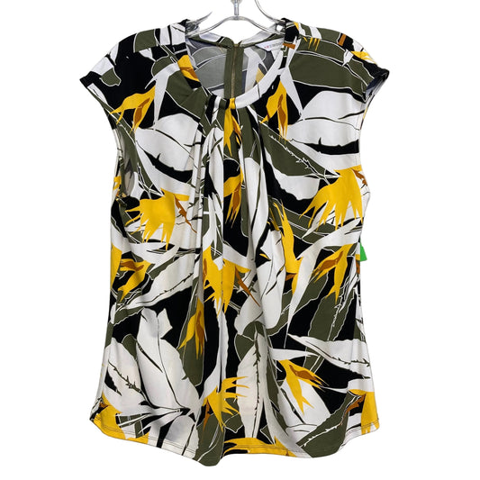 Top Sleeveless By Liz Claiborne In Green & Yellow, Size:L