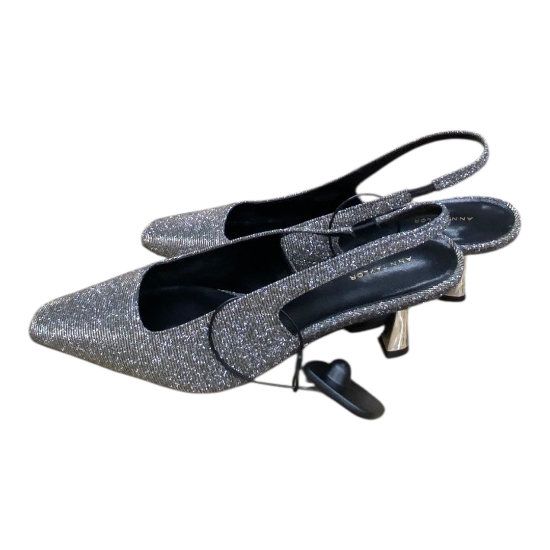 Shoes Heels Kitten By Ann Taylor In Silver, Size:8.5