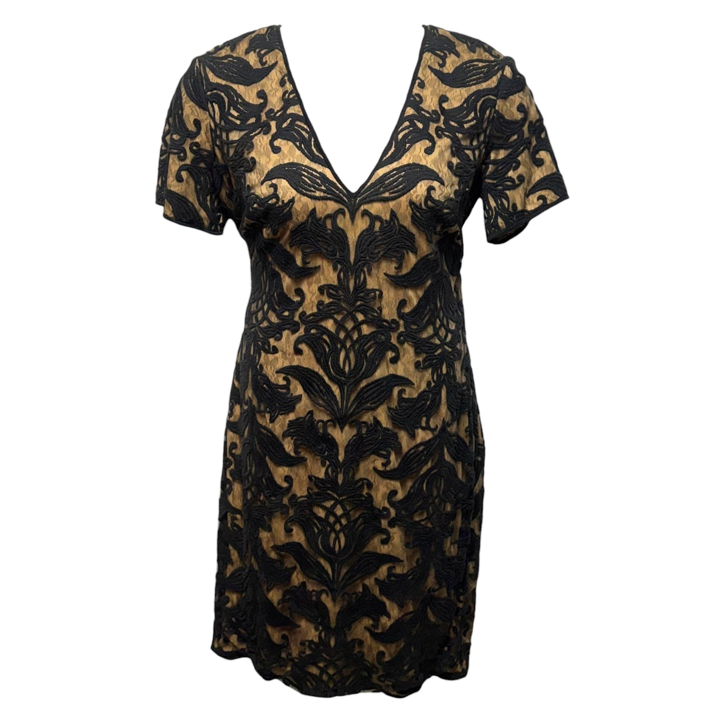 Dress Party Midi By Tadashi Shoji In Black & Cream, Size: Xl ESTIMATED
