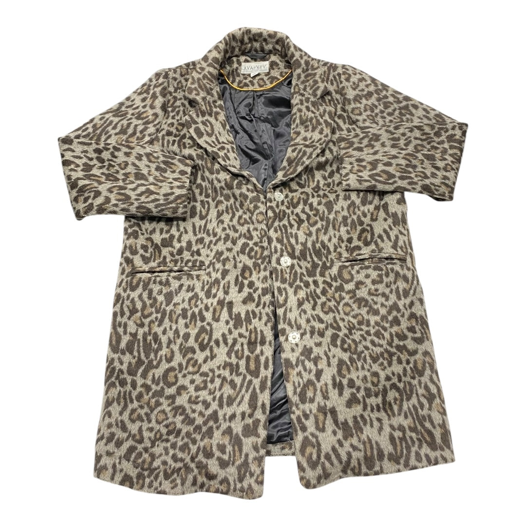 Coat Peacoat By Ava & Viv In Animal Print, Size:1X