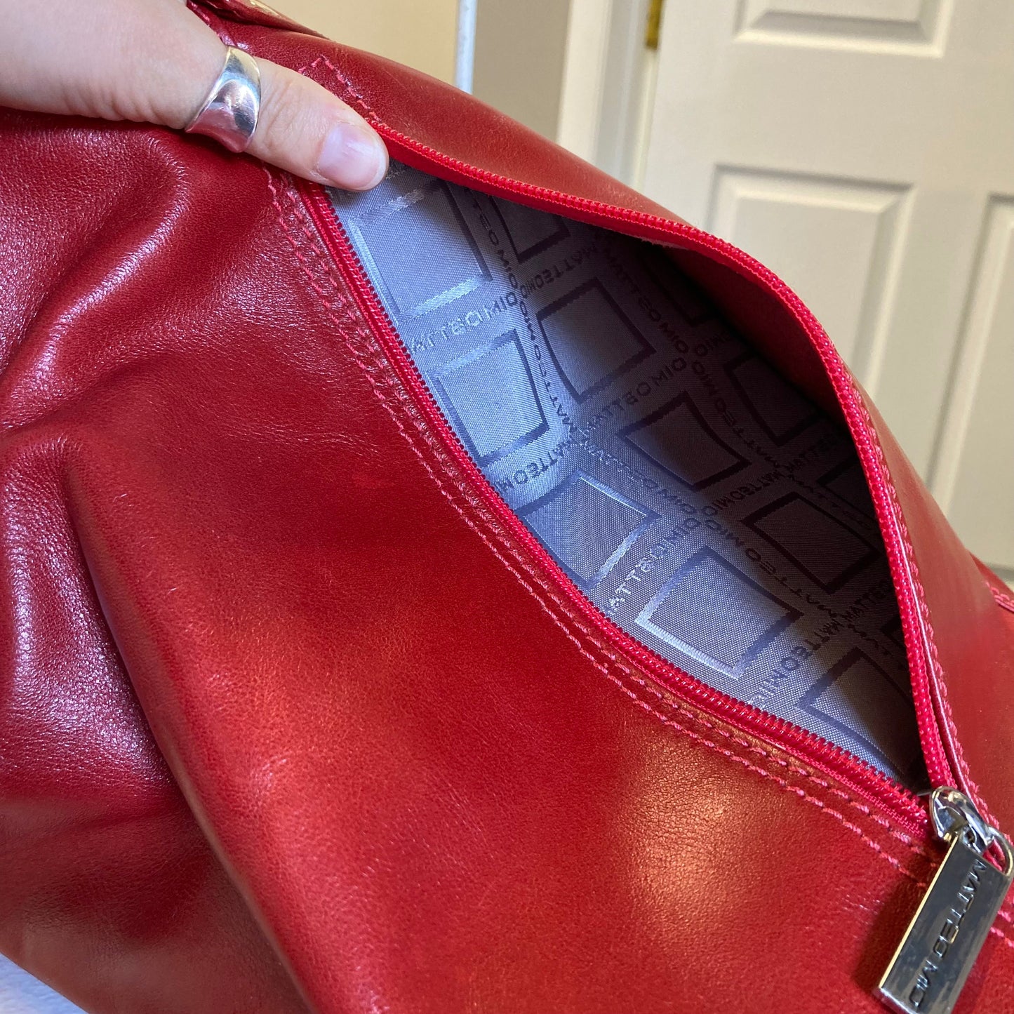 Backpack Leather By Matteo Mio In Red, Size:Small