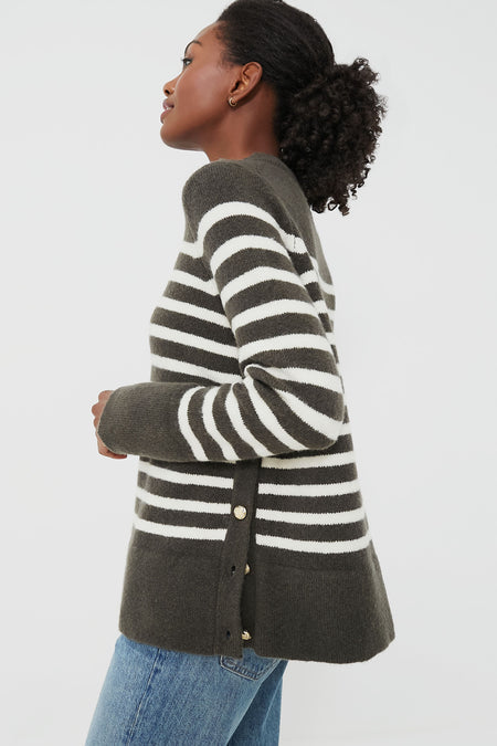 Evergreen and Ivory Stripe Bonnie Sweater By Tuckernuck In Striped Pattern, Size: Xxl