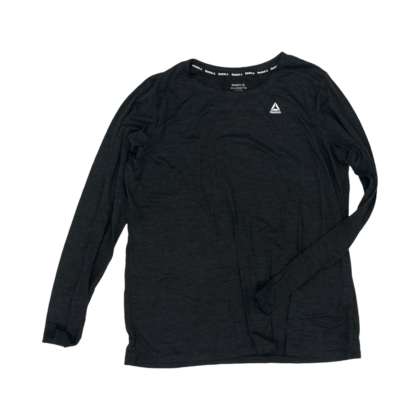 Athletic Top Ls Crewneck By Reebok In Black, Size:Xxl