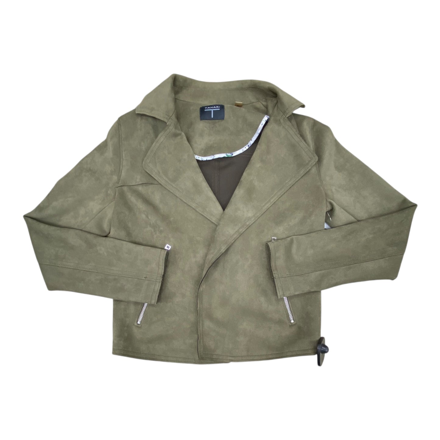 Jacket Moto By Tahari In Green, Size:Xs