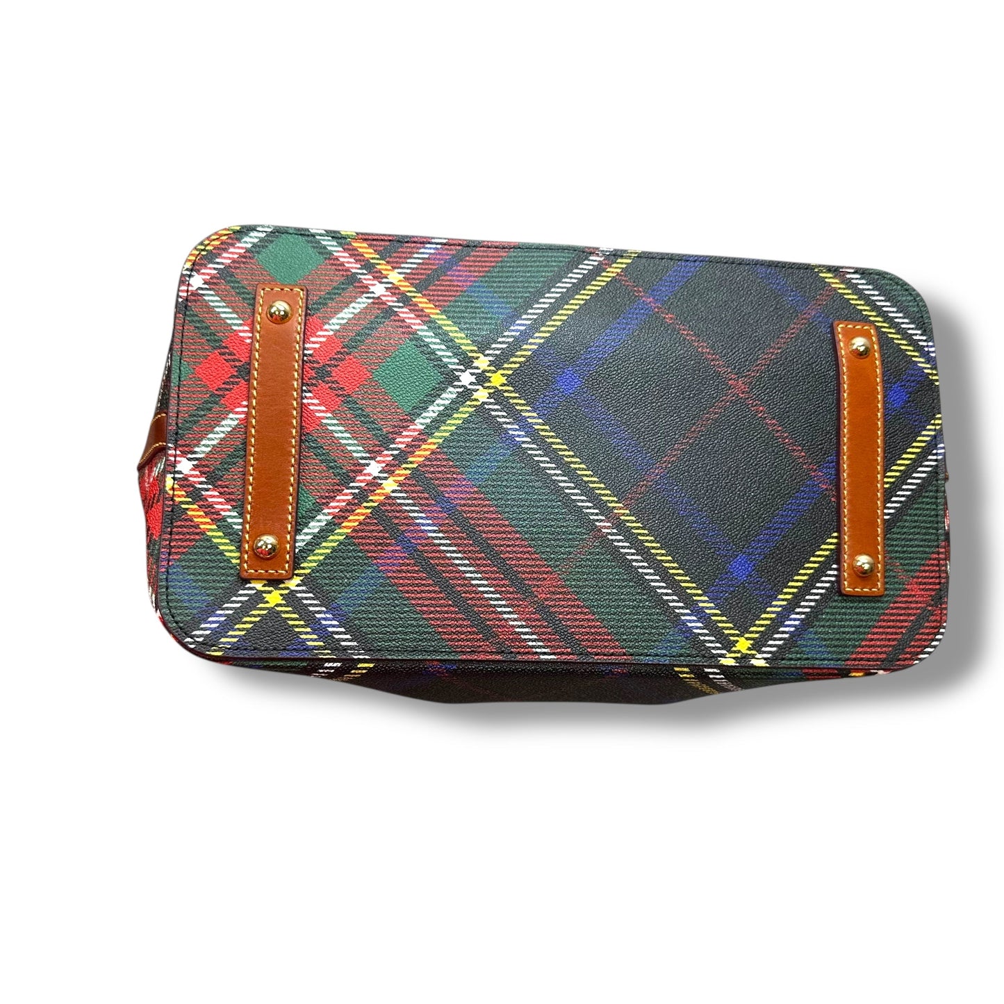 Plaid Handbag Designer By Dooney And Bourke, Size: Large