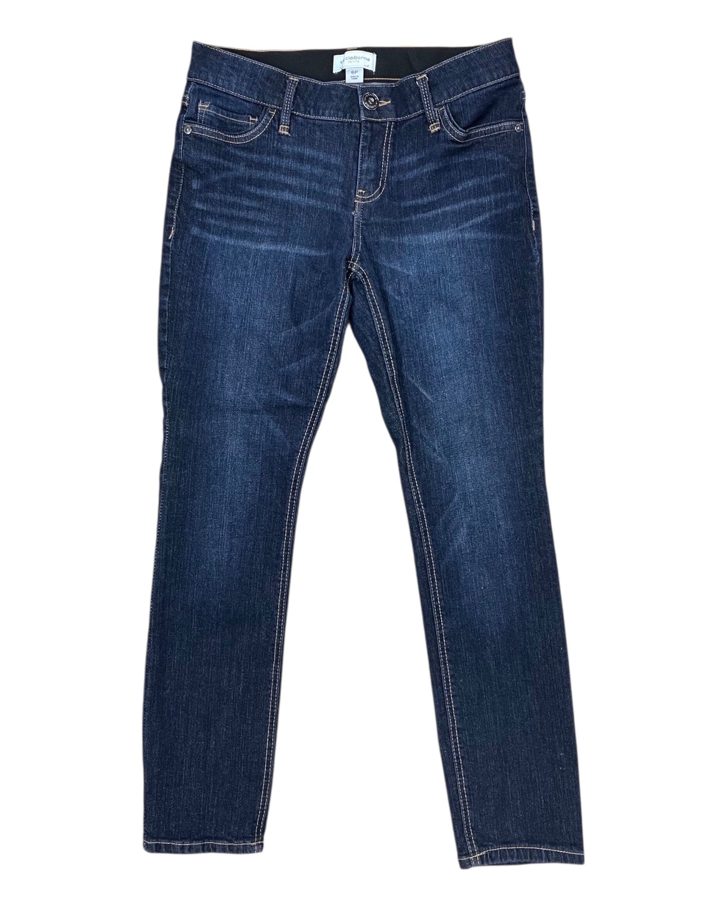 Jeans Straight By Liz Claiborne In Blue Denim, Size:6P