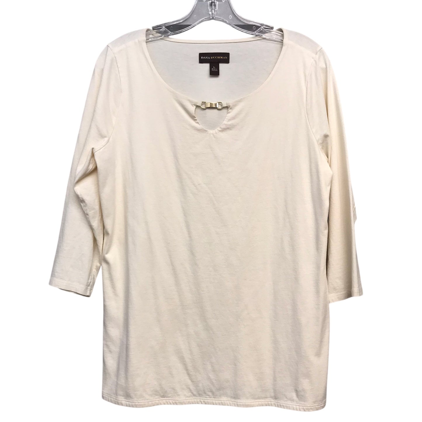 Top 3/4 Sleeve By Dana Buchman In Cream, Size:L