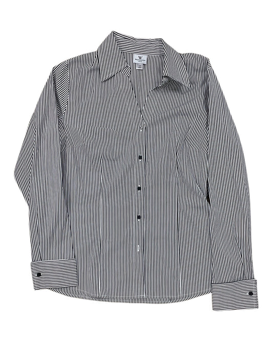 Blouse Ls By Worthington In Grey & White, Size:L