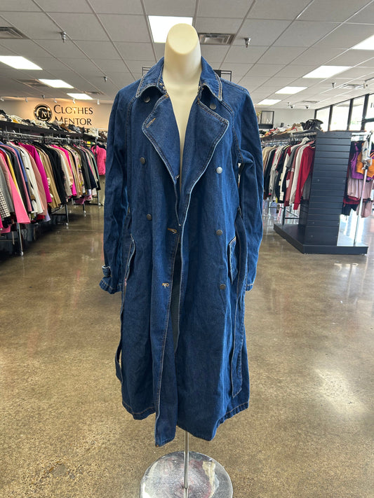 Coat Trench Coat By Universal Thread In Blue Denim, Size:S