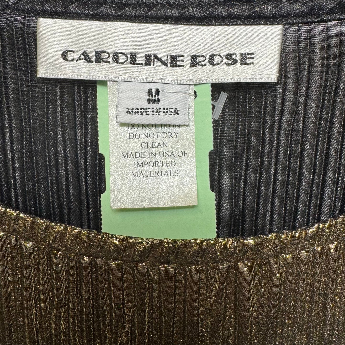 Metallic Plisse Caftan Top Sleeveless By Caroline Rose In Gold, Size: M