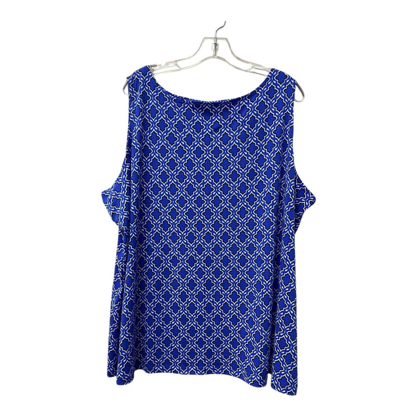 Top Sleeveless By Susan Graver In Blue & White, Size:3X