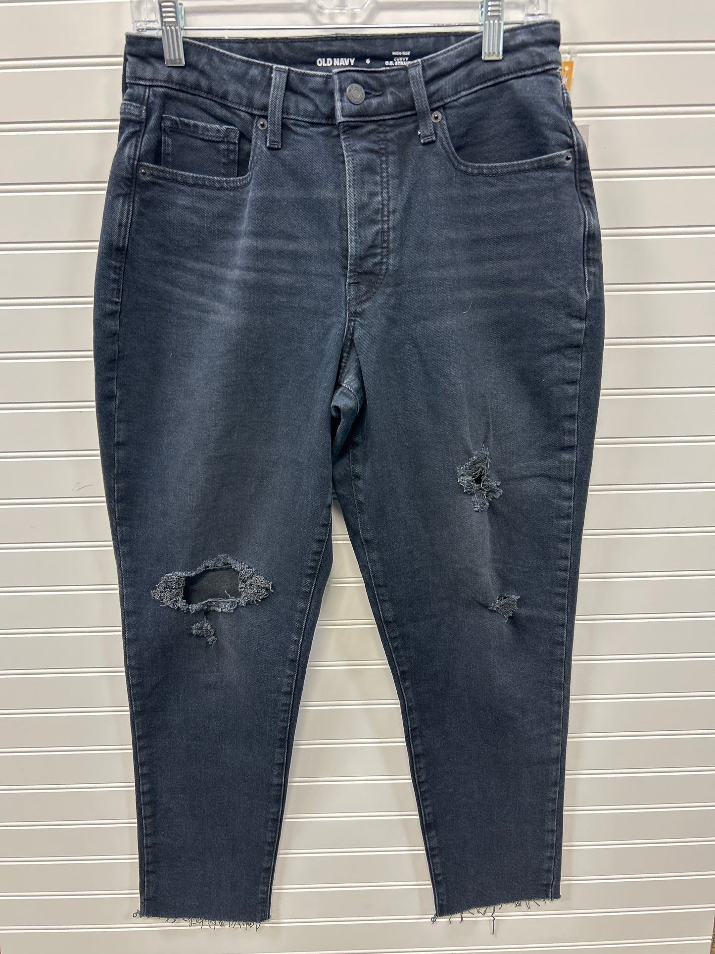 Jeans Straight By Old Navy In Black Denim, Size:6