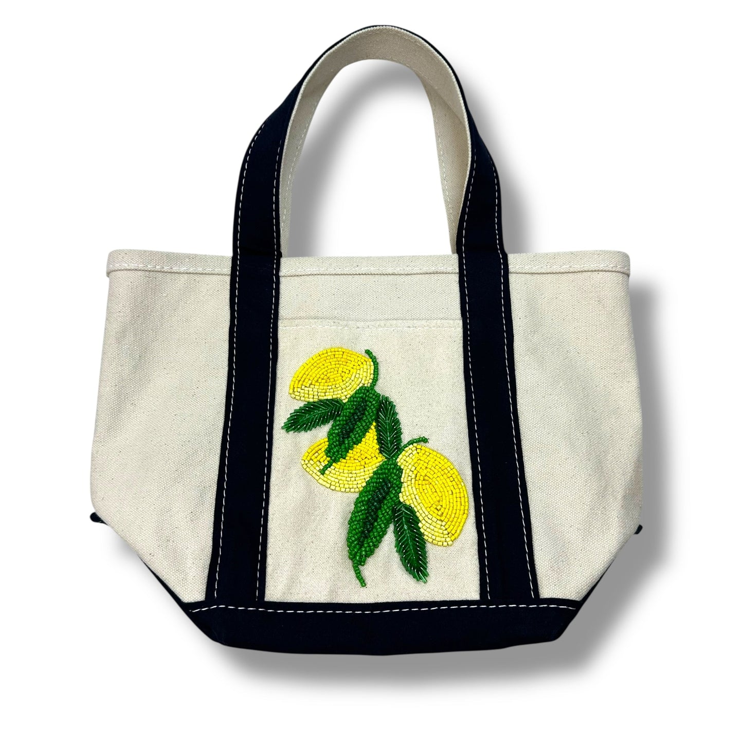 Hartley Beaded canvas lemon Tote By Anthropologie, Size: Small
