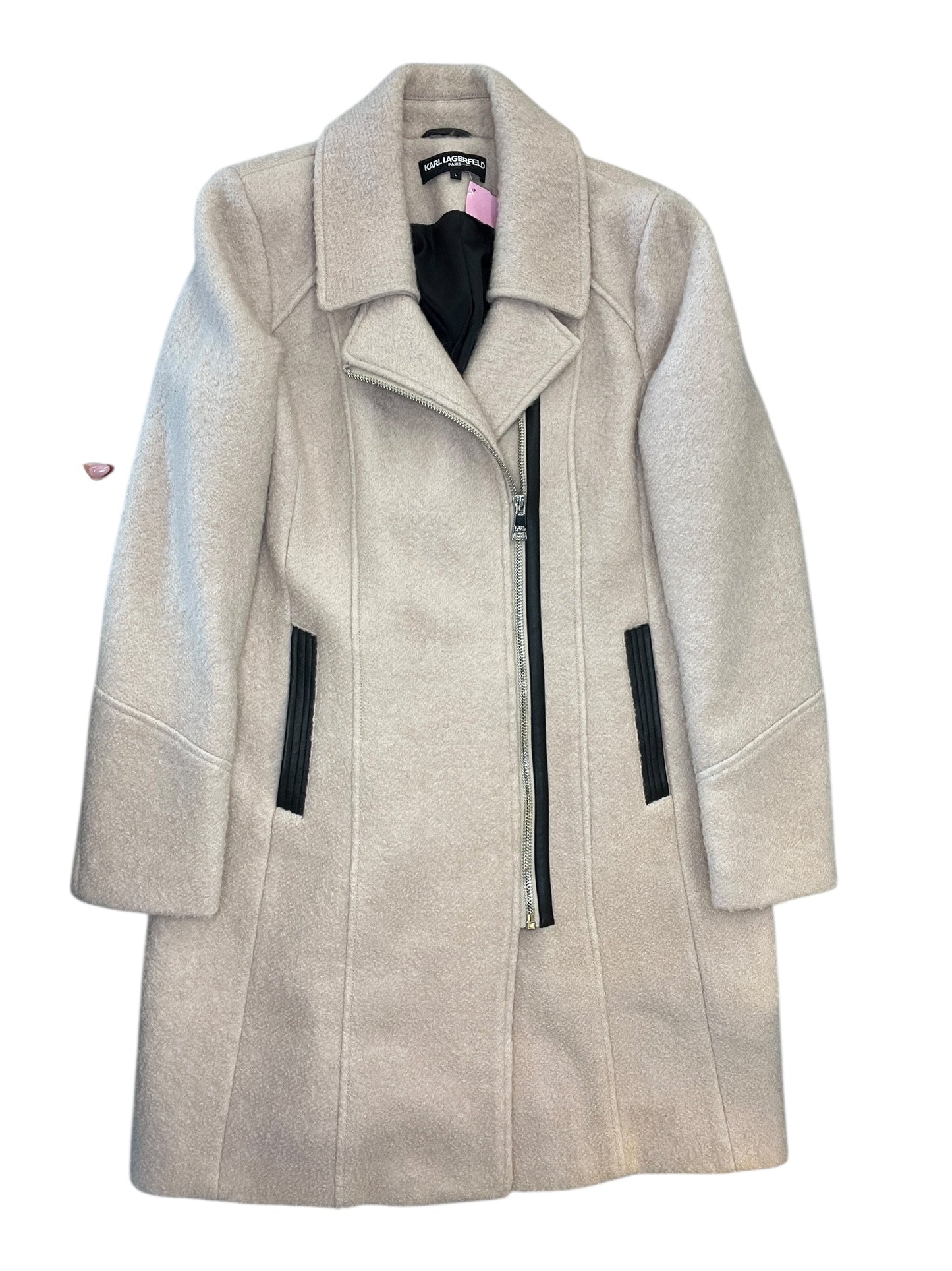 Coat Designer By Karl Lagerfeld In Tan, Size:L