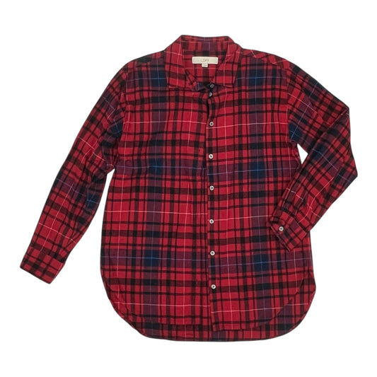 Blouse Ls By Loft In Red, Size:M