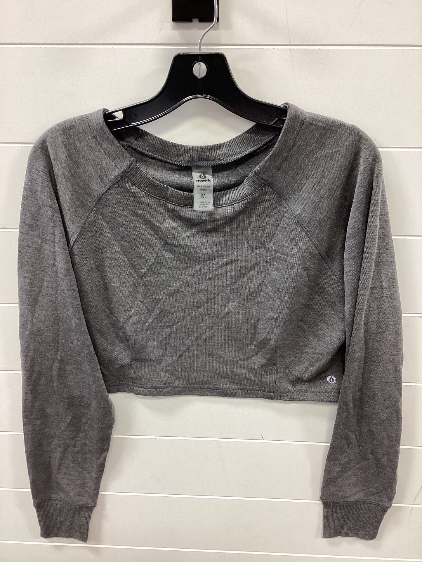 Athletic Top Ls Crewneck By Mono B In Grey, Size:M