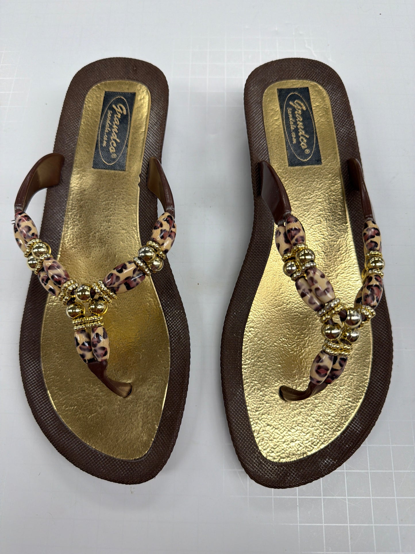 Sandals Flip Flops By Clothes Mentor In Animal Print, Size:7