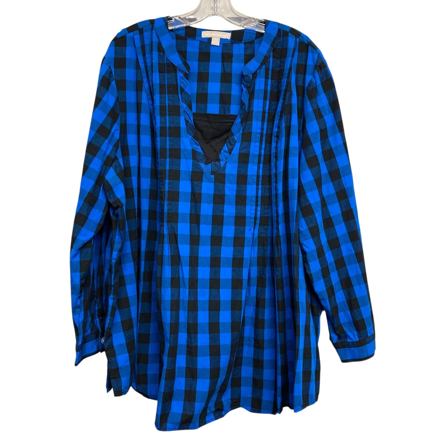 Top Ls By Woman Within In Black & Blue, Size:3X