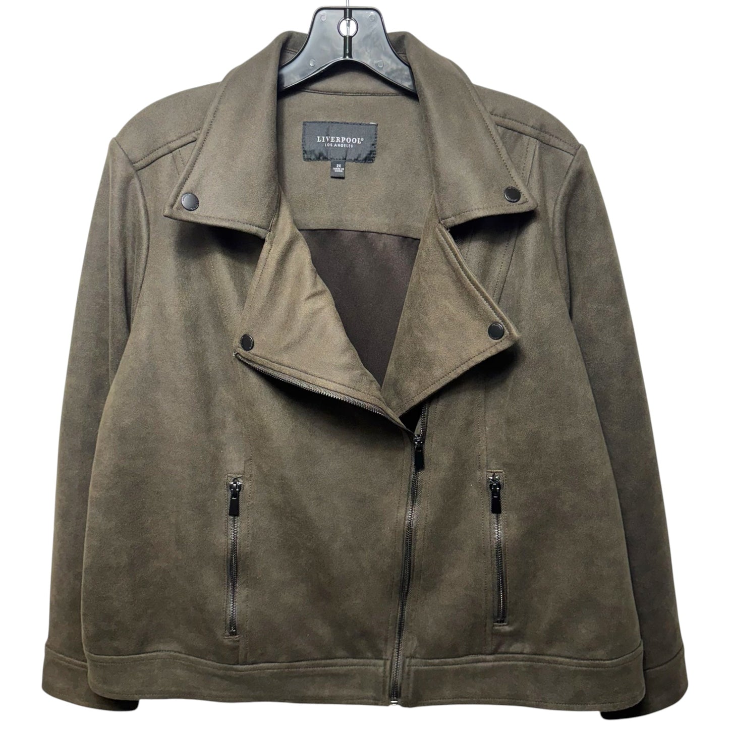 Jacket Moto By Liverpool In Green, Size: 2x