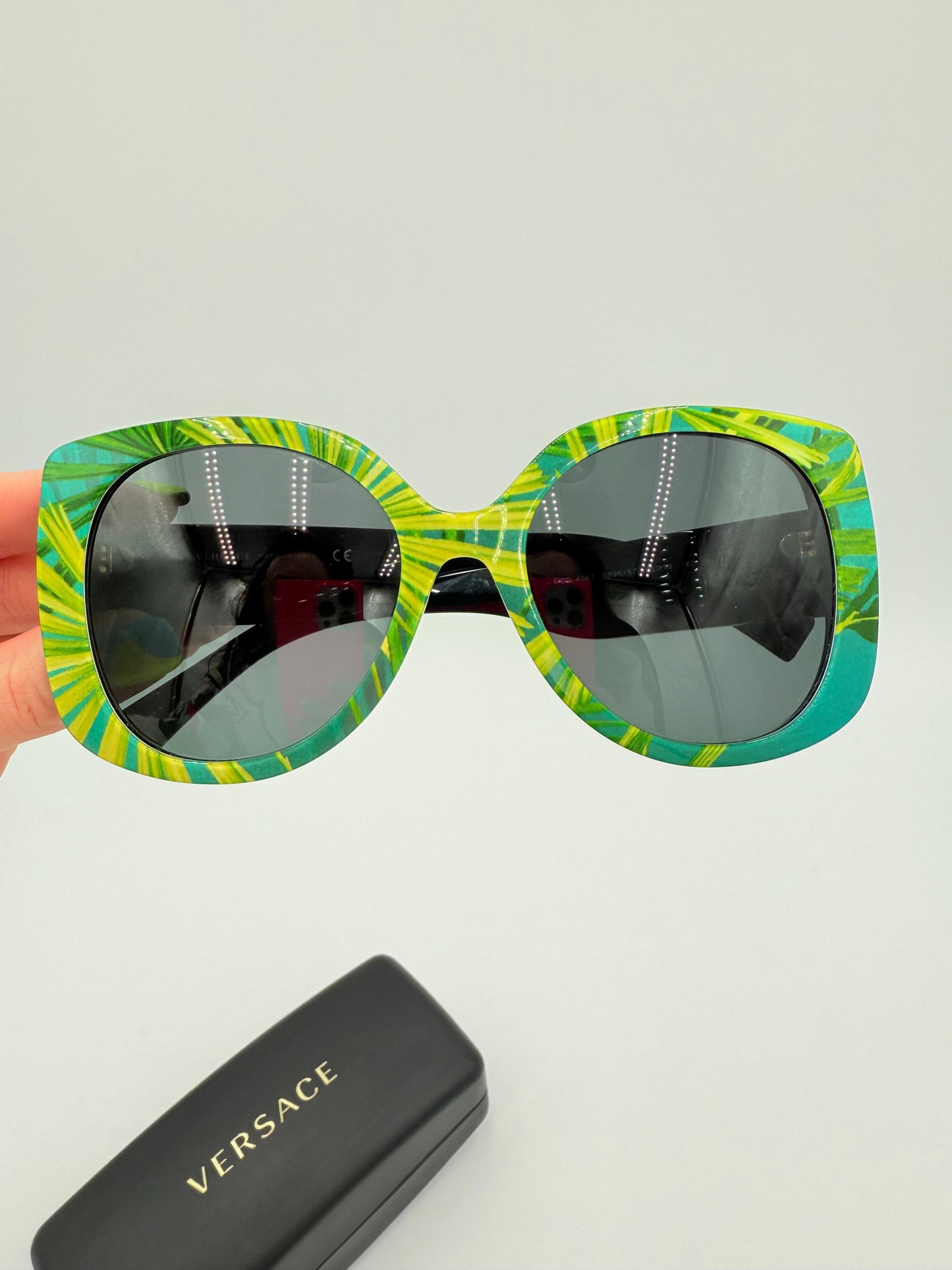 Sunglasses Luxury Designer By Versace In Green & Yellow