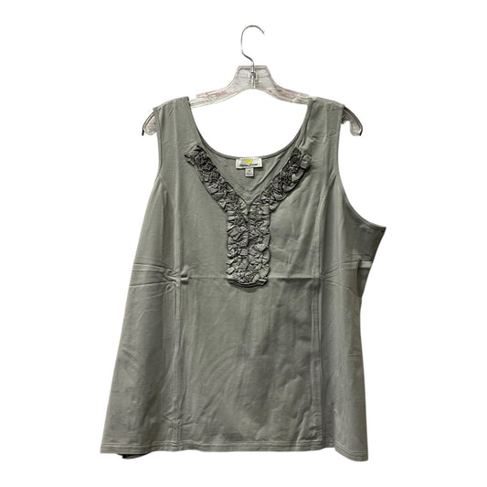 Top Sleeveless By Kathleen Kirtwood In Grey, Size:2X