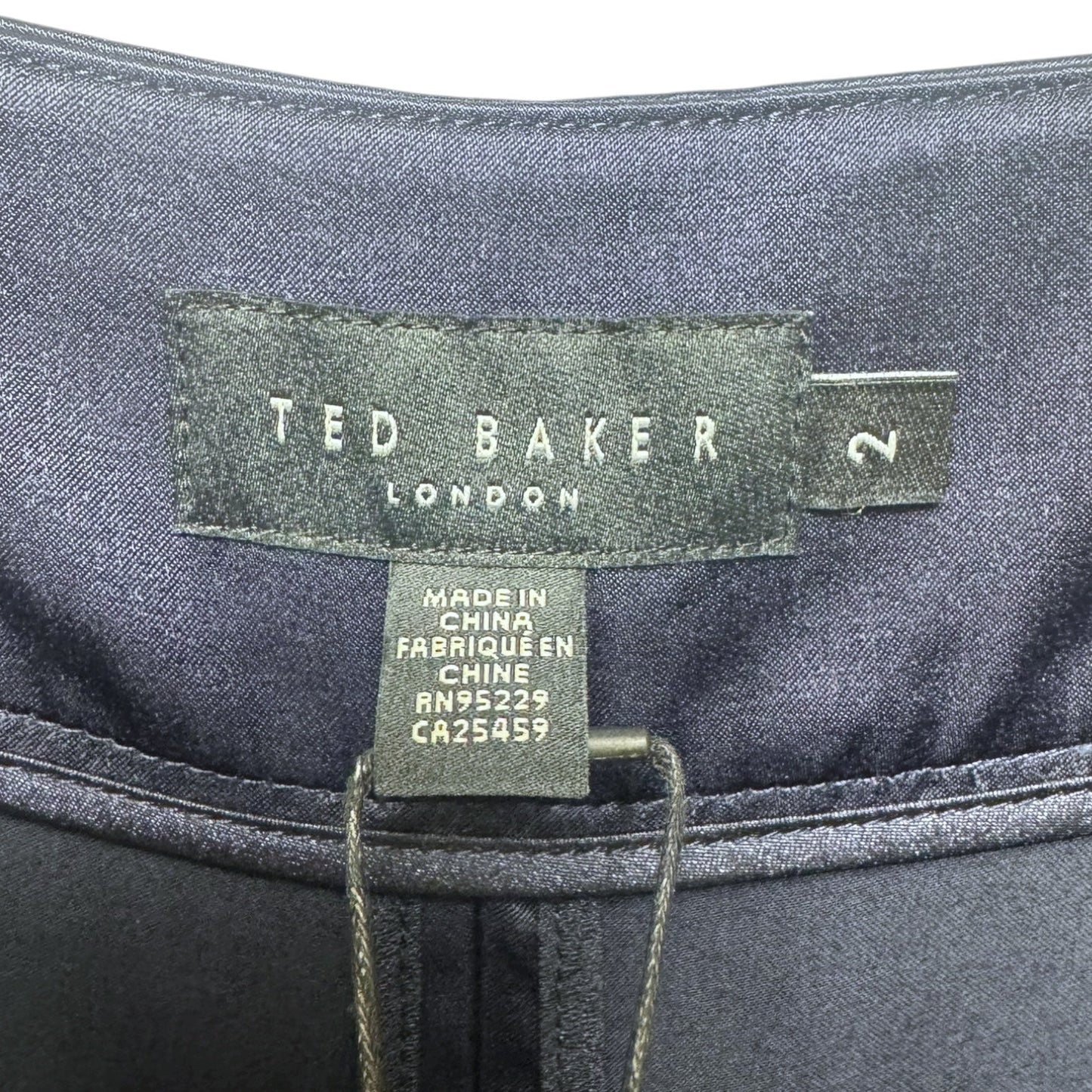 Tailored Satin Long Line Waist Coat with Wide Floor Length Trousers Set 2pc By Ted Baker In Navy, Size: 2