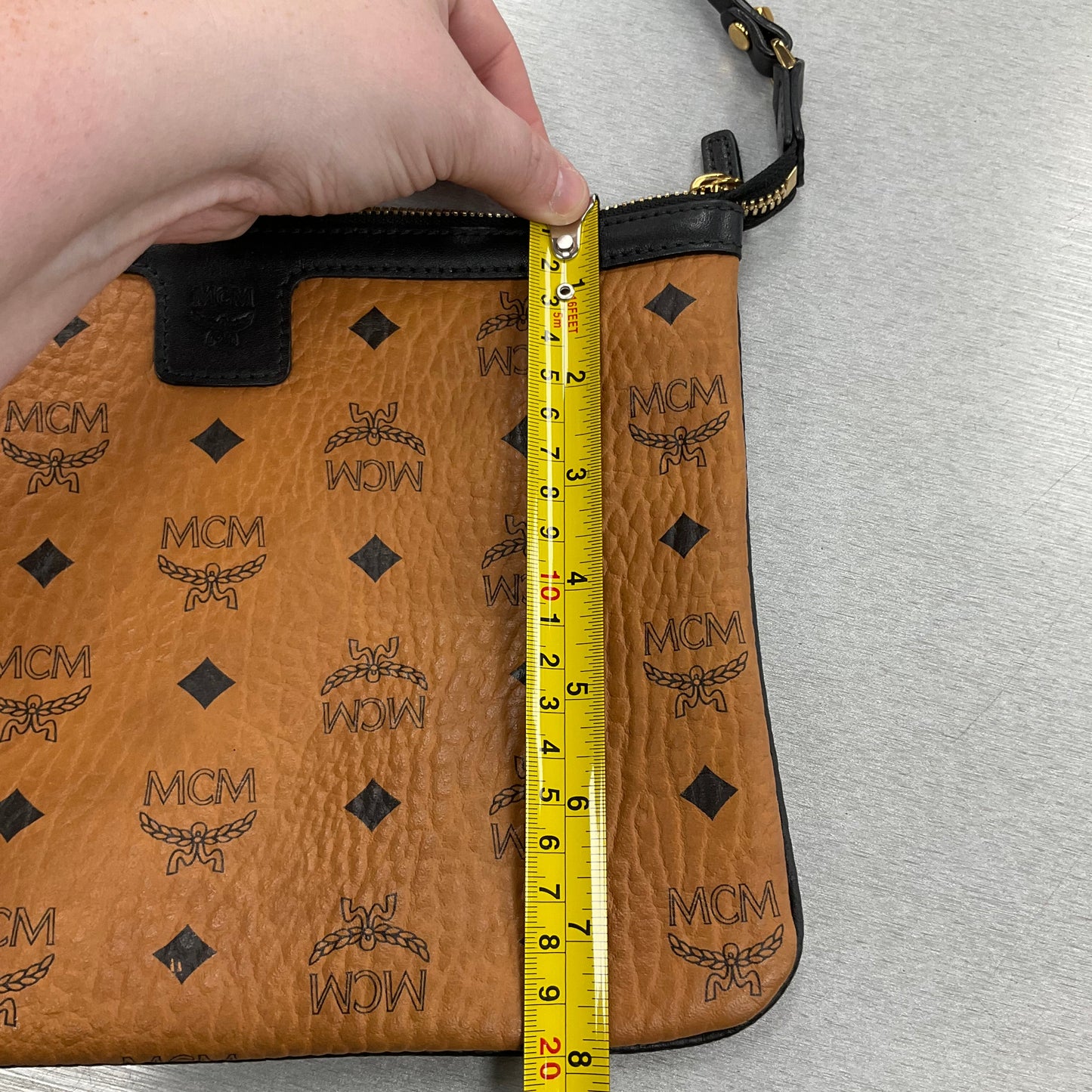 Handbag Luxury Designer By Mcm In Brown, Size:Medium