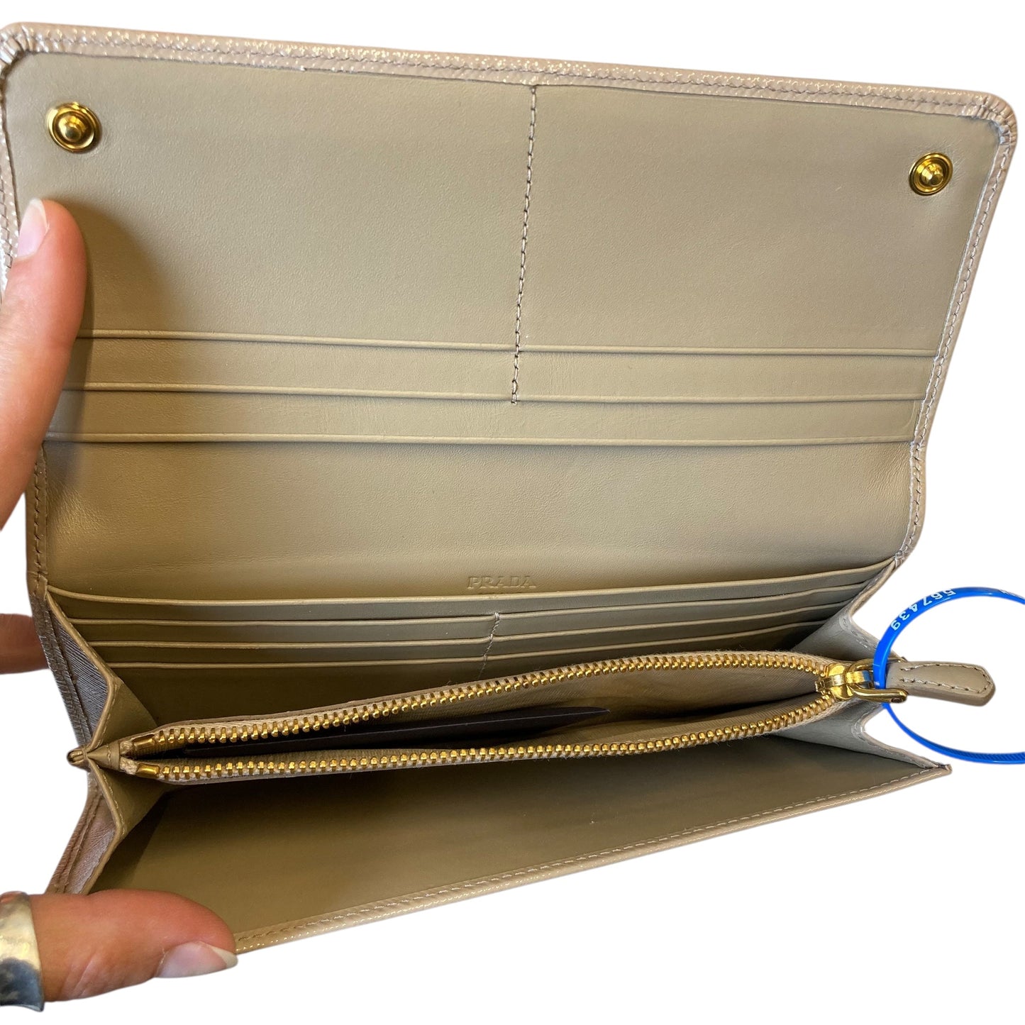 Wallet Luxury Designer By Prada In Tan, Size:Medium