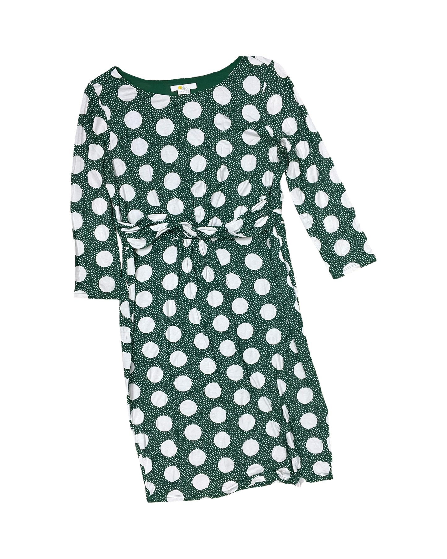 Dress Casual Midi By Boden In Green & White, Size:L