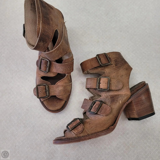 Sandals Heels Block By Freebird In Brown, Size: 7